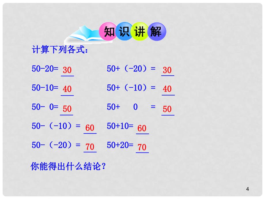 山东成武实验中学七年级数学上册 1.3.2 有理数的减法（第1课时）课件 （新版）新人教版_第4页