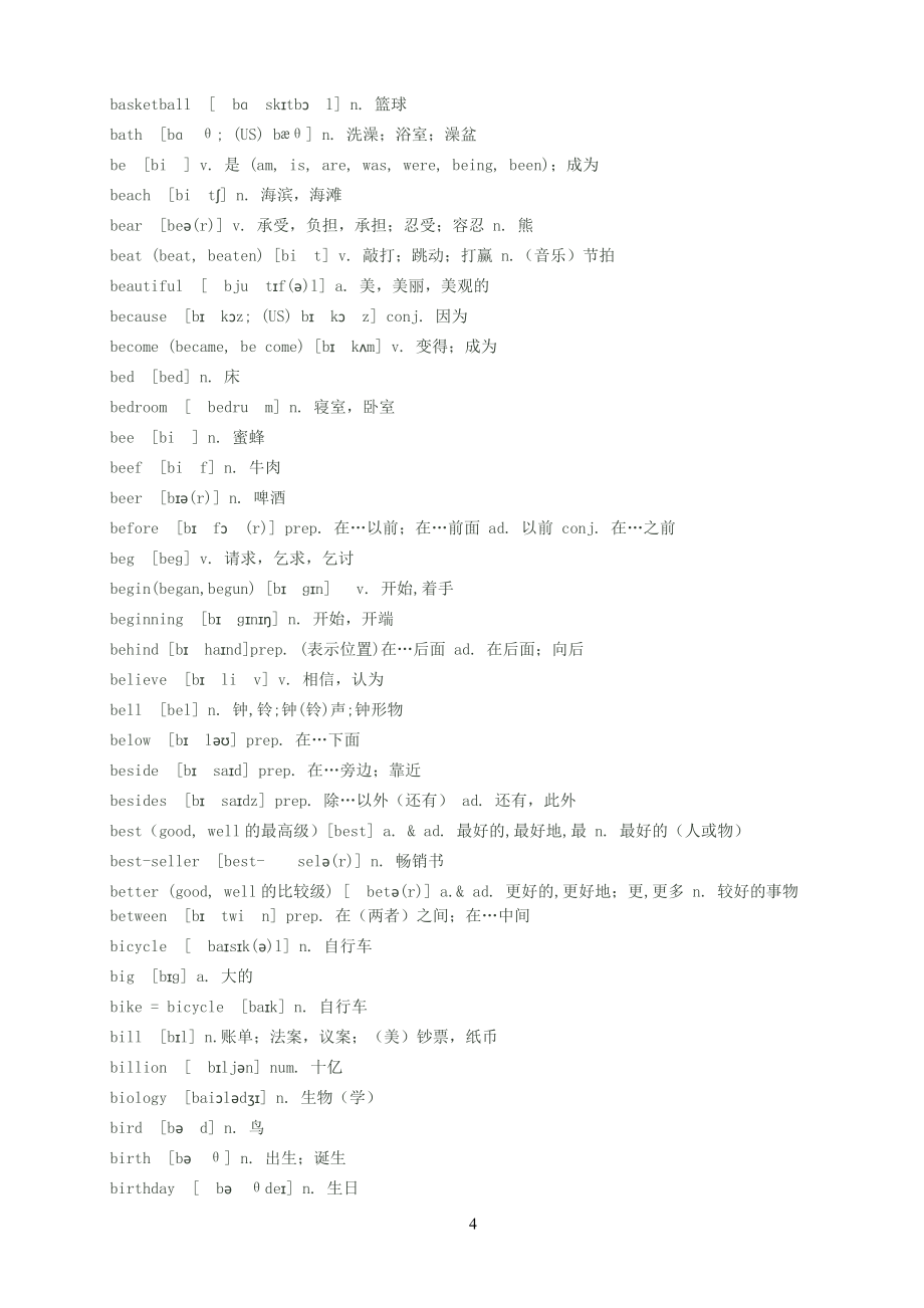 初中英语单词汇总带音标--中考英语必备_第4页