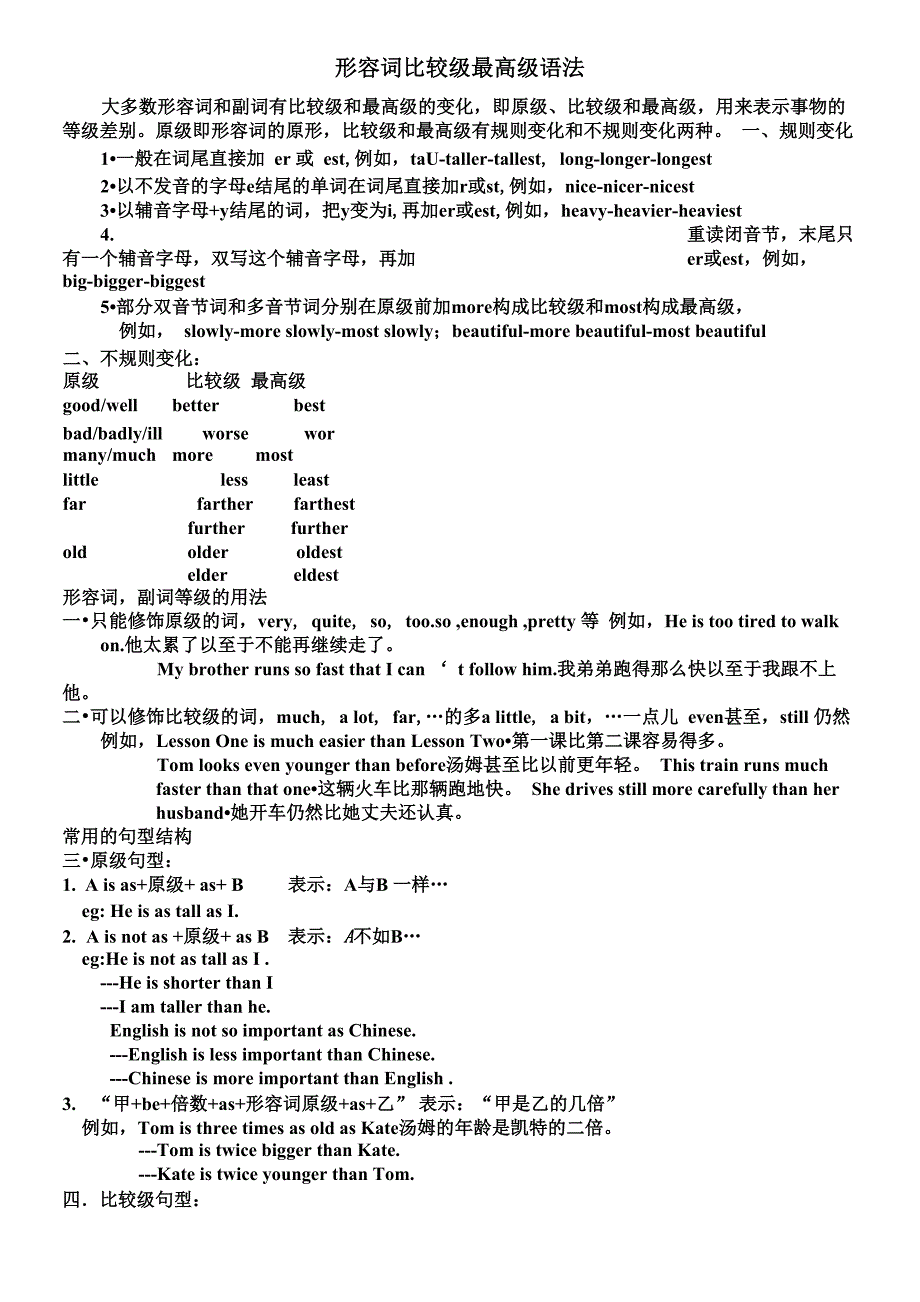 详解形容词比较级最高级语法_第1页