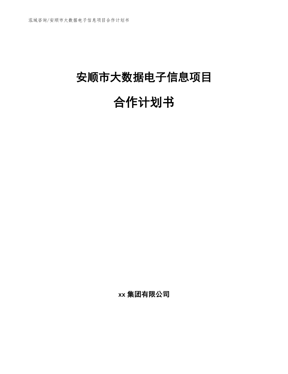 安顺市大数据电子信息项目合作计划书_第1页