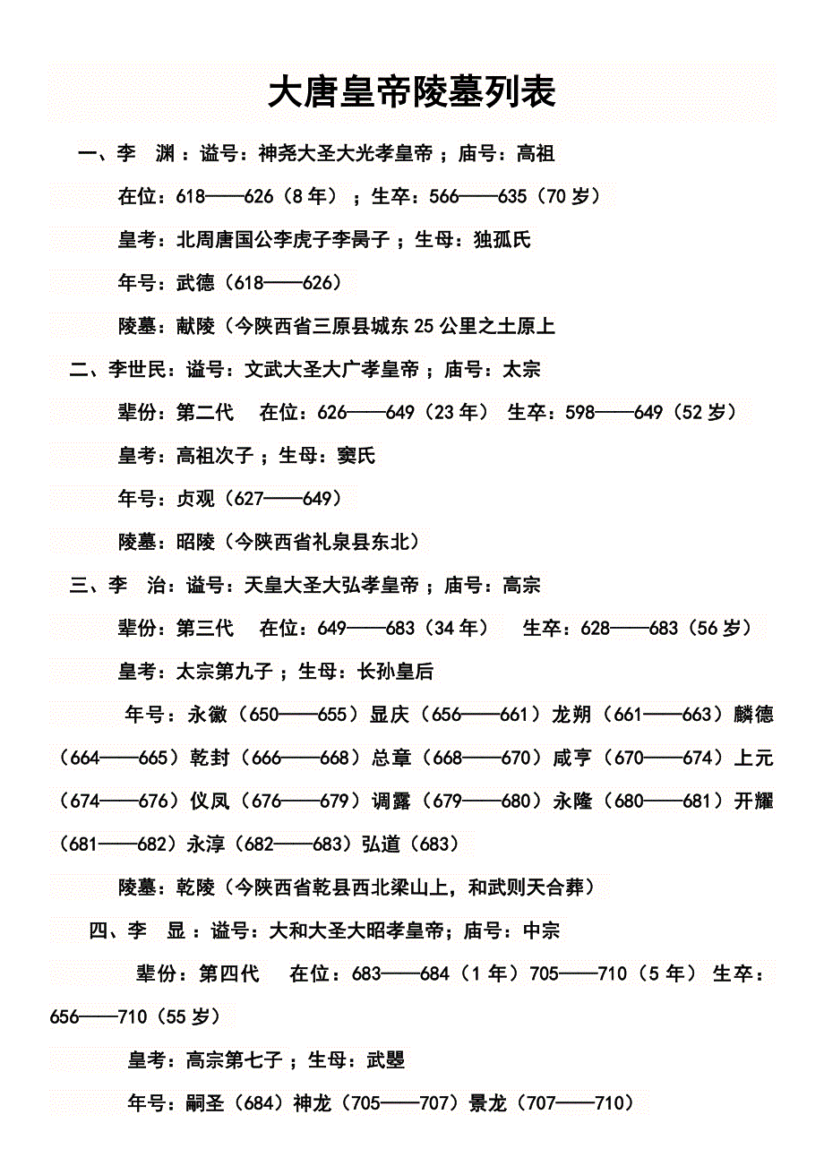 大唐皇帝陵墓列表.doc_第1页