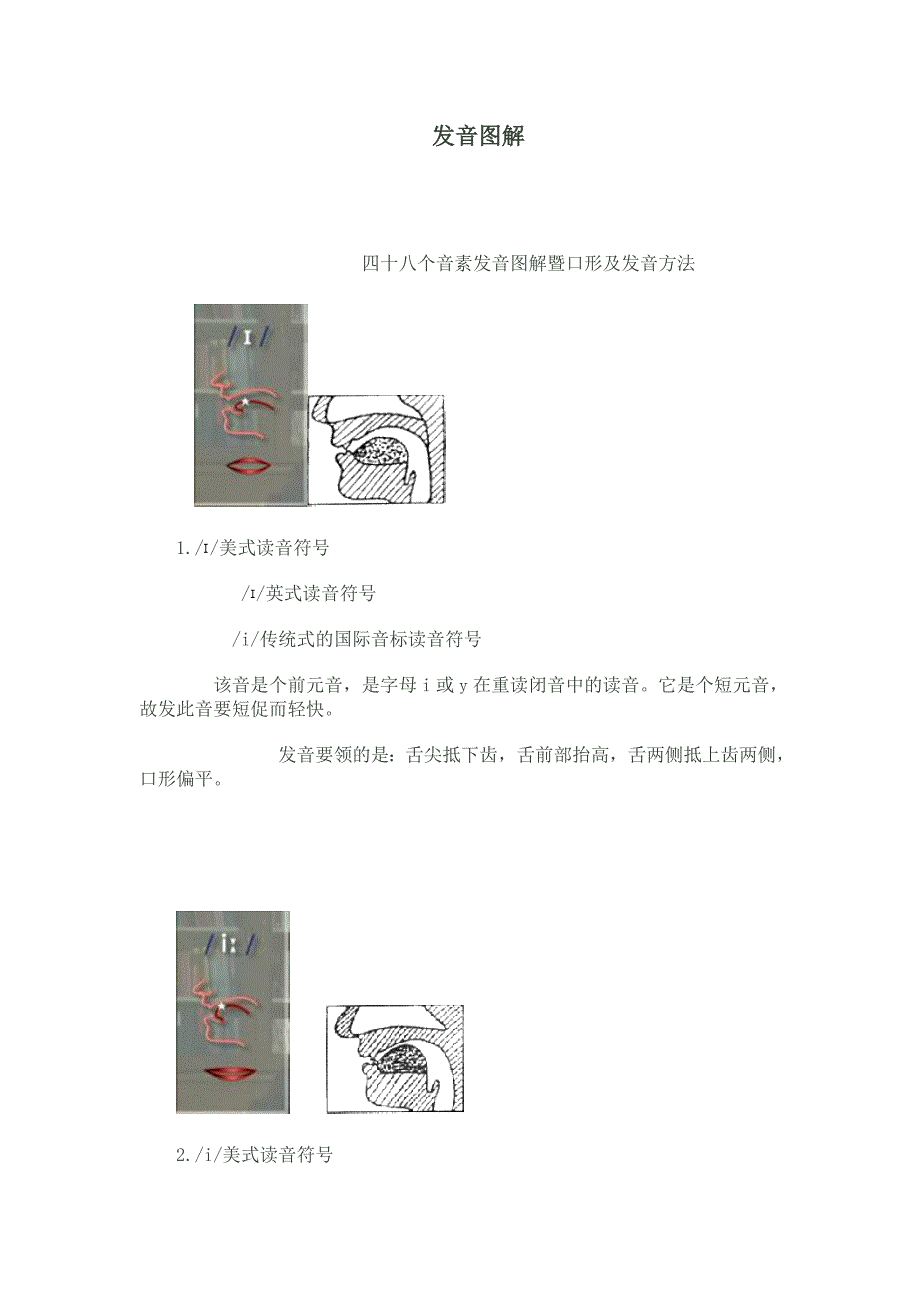 英语四十八个音标发音口型图_第1页