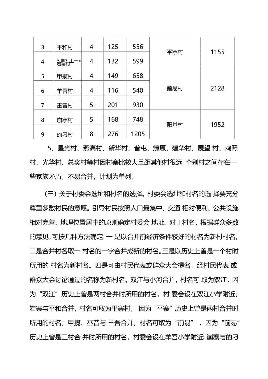 行政村合并方案及工作专题调研汇报材料_第5页