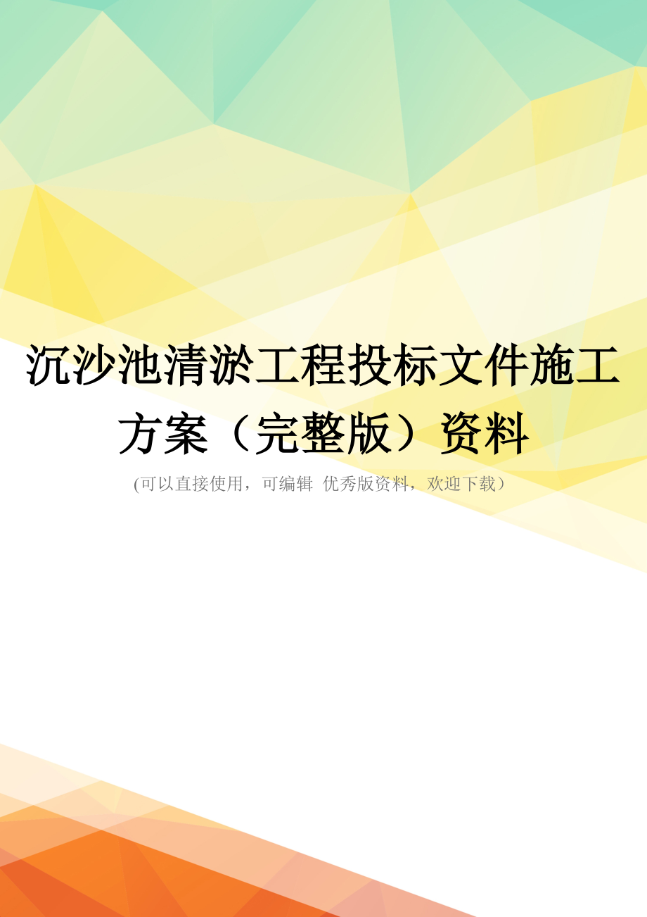 沉沙池清淤工程投标文件施工方案(完整版)资料_第1页