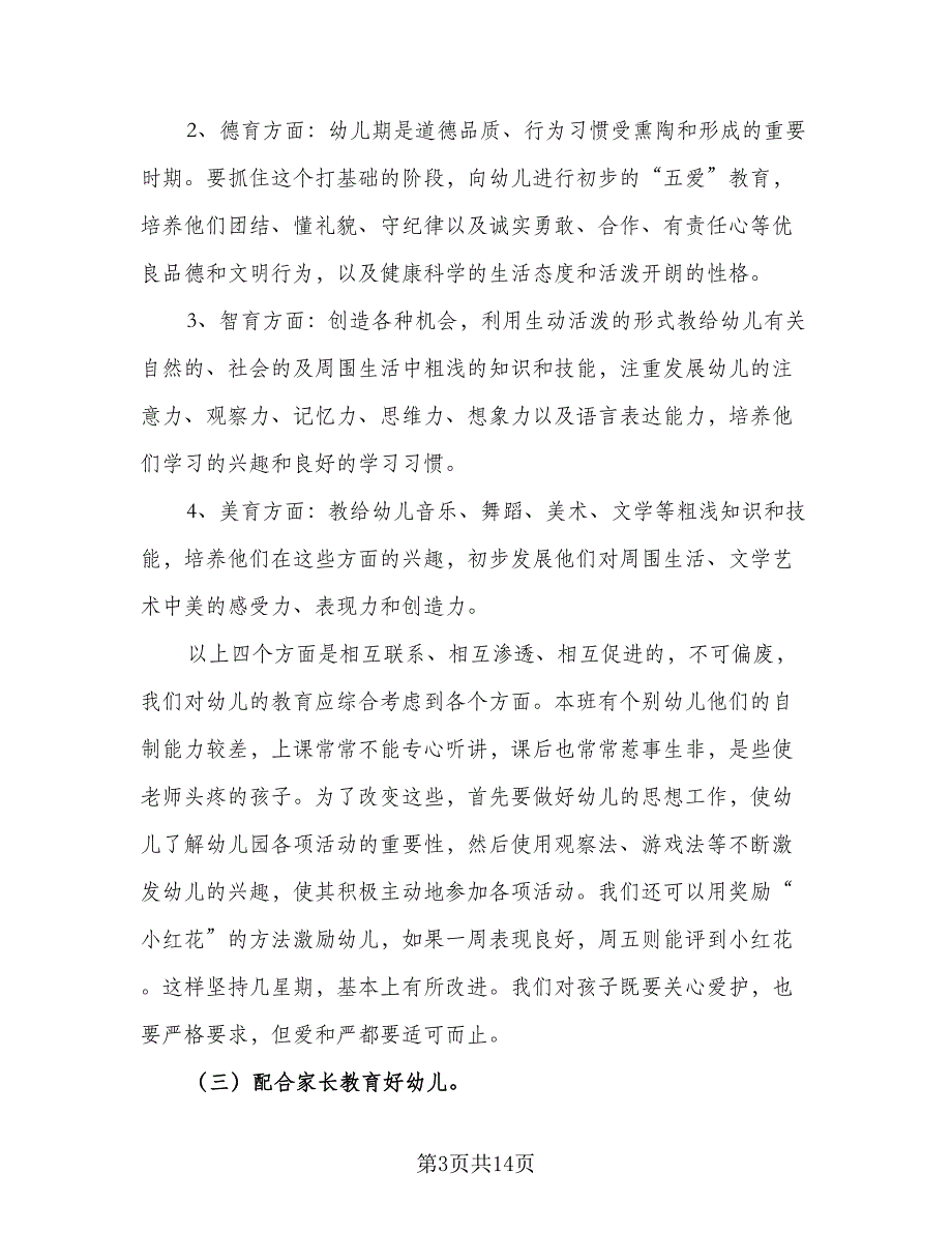 幼儿园大班班主任2023-2024学年工作计划样本（三篇）.doc_第3页