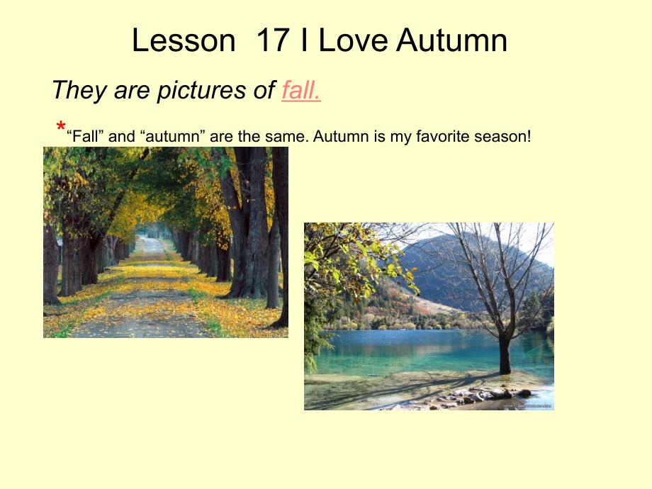 冀教版英语八年级Lesson17ILoveAutumn2_第1页