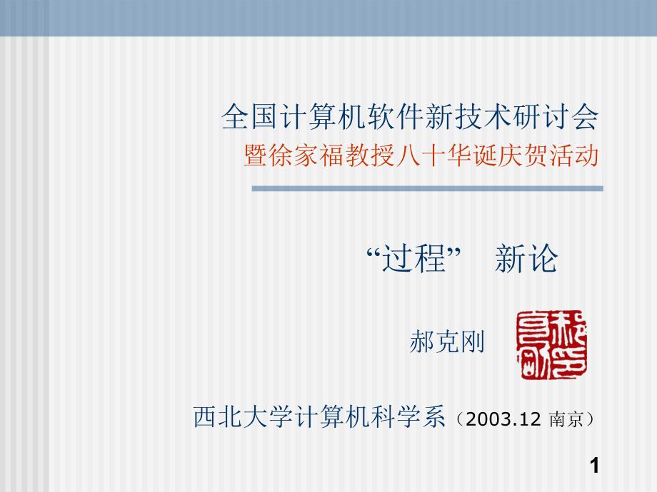 全国计算机软件新技术研讨会暨徐家福教授八十华诞庆贺活动_第1页