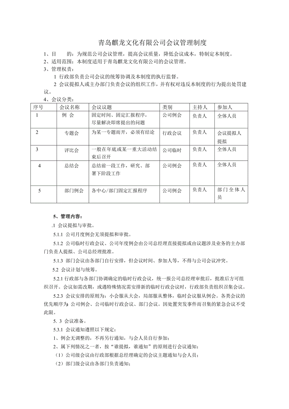 文化有限公司会议管理制度_第1页