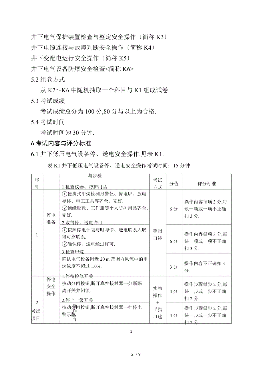 煤矿井下电气作业安全技术实际操作考试标准_第2页