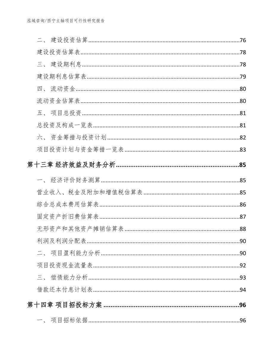 西宁主轴项目可行性研究报告_参考范文_第5页