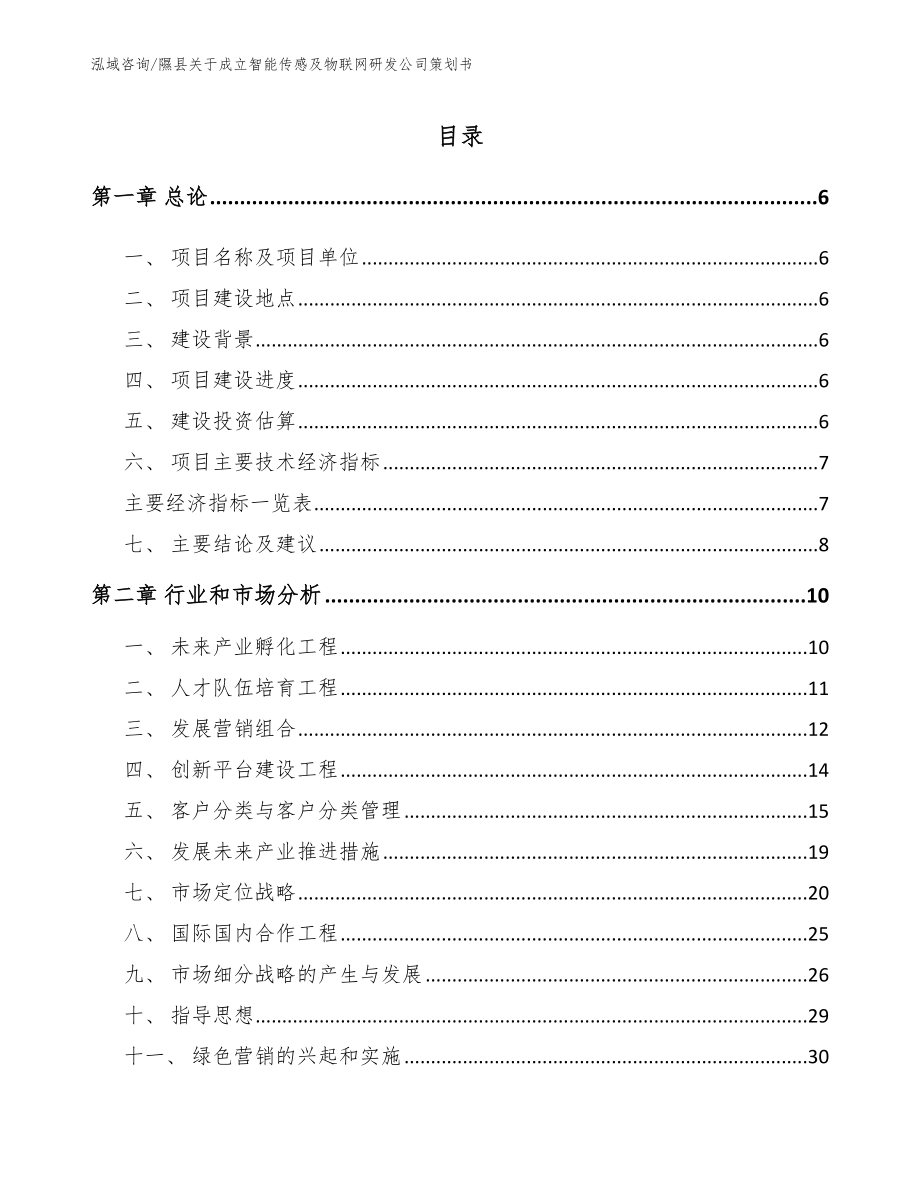 隰县关于成立智能传感及物联网研发公司策划书（模板范文）_第1页