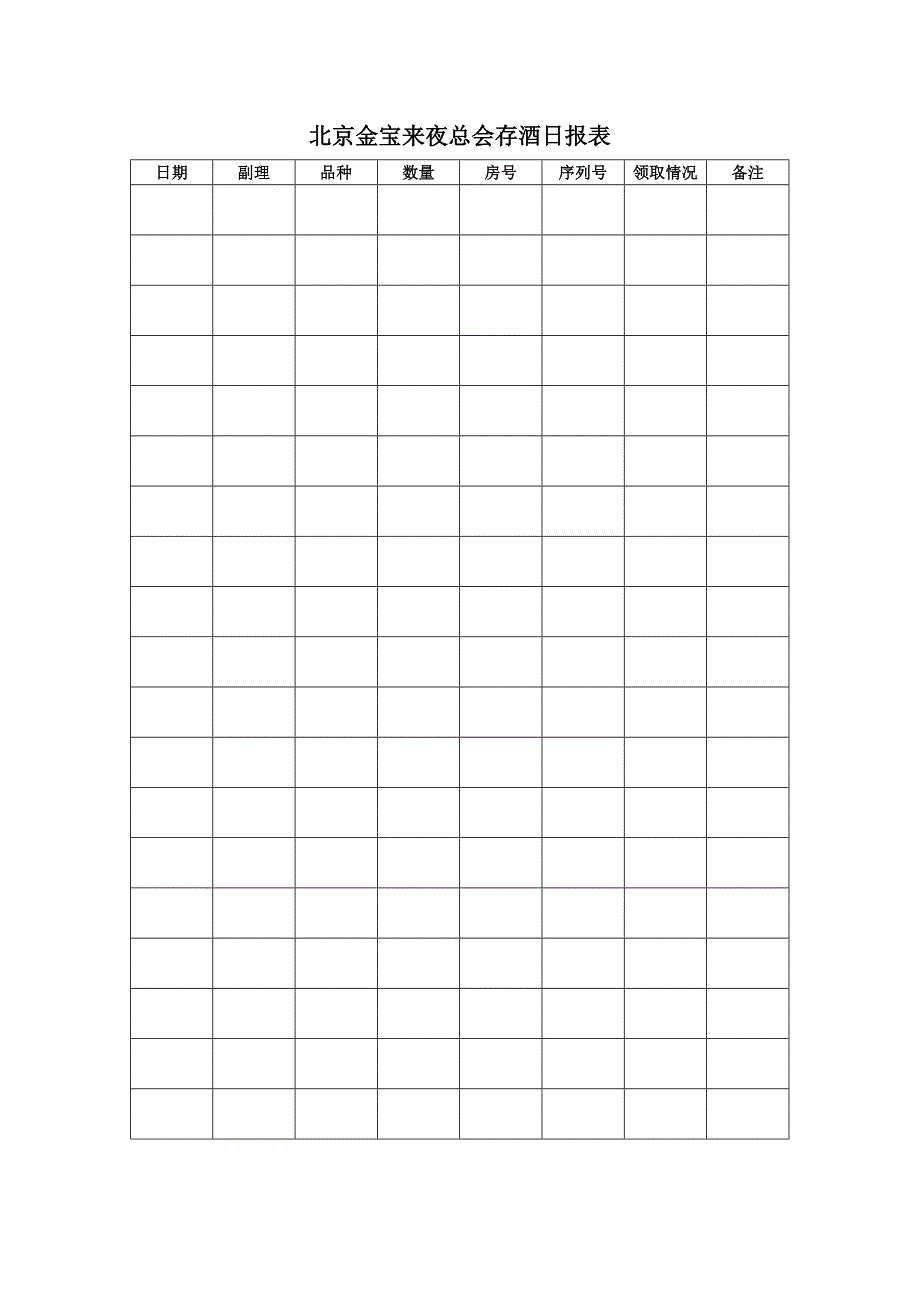 北京金宝来夜总会存酒日报表_第1页