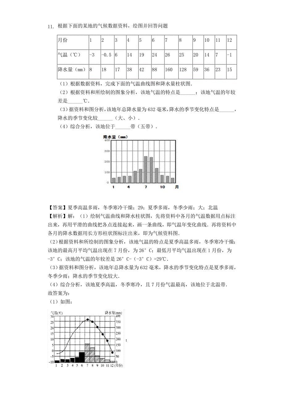 精编七年级地理上册4.2降水与降水的分布练习晋教版_第5页