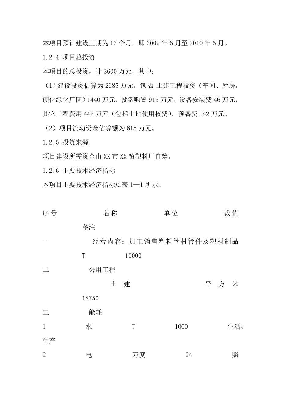 塑料制品厂新建1万吨pvc管材管件新建可研报告.doc_第5页