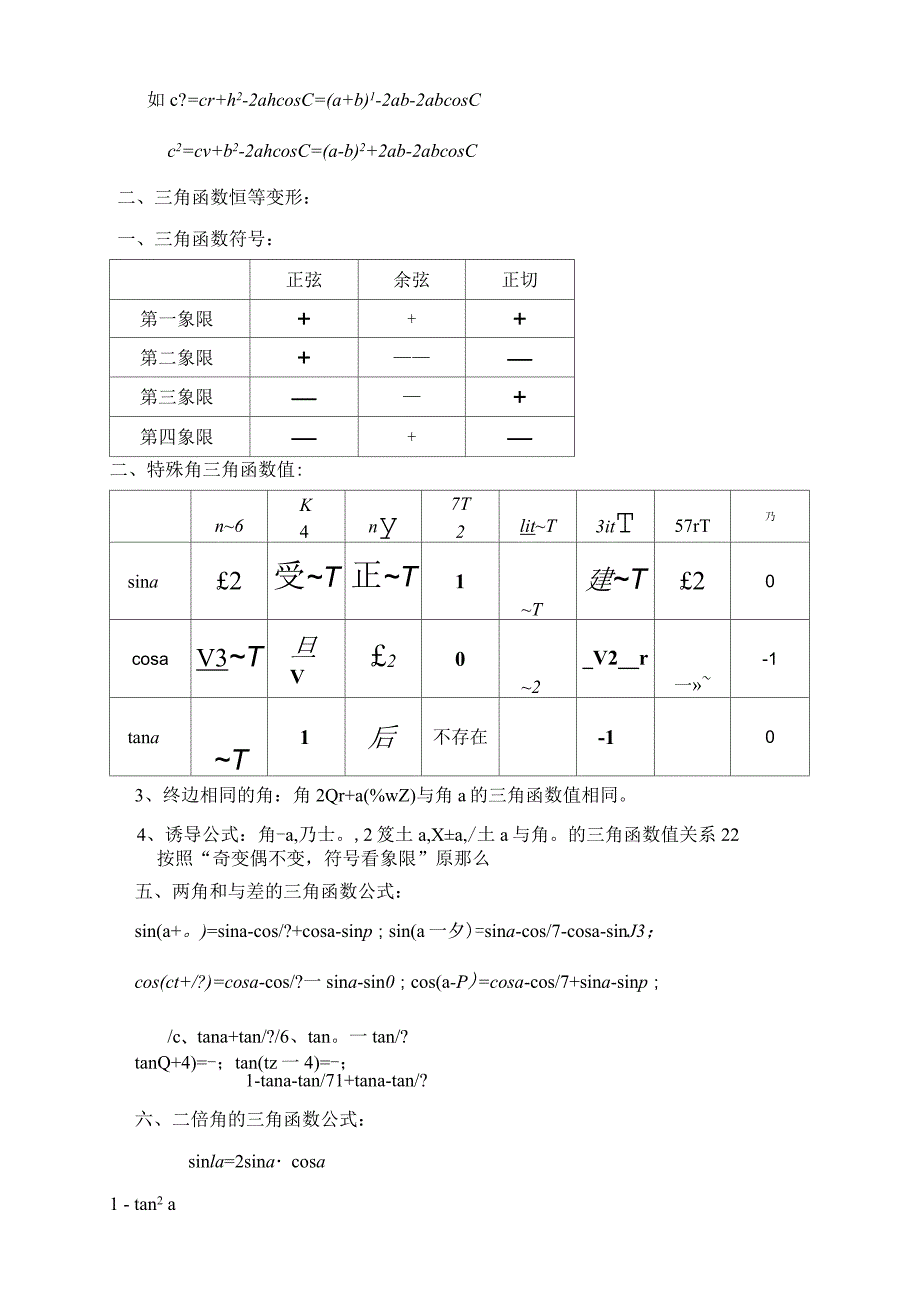 解三角形及三角函数恒等变形公式_第2页