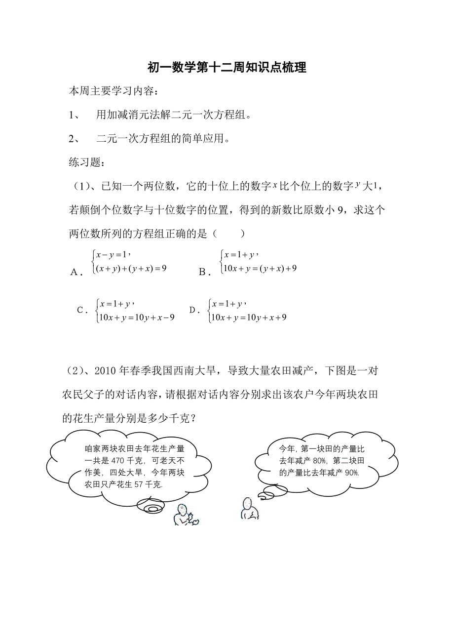 初一数学第十四周知识点梳理_第1页