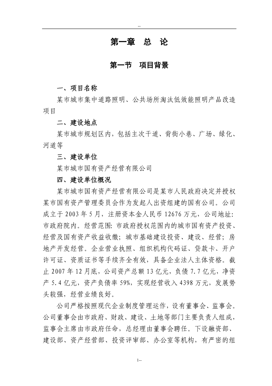 某某城市集中道路照明、公共场所淘汰低效能照明产品改造项目建设可行性研究报告-优秀甲级资质页建设可行性.doc_第3页