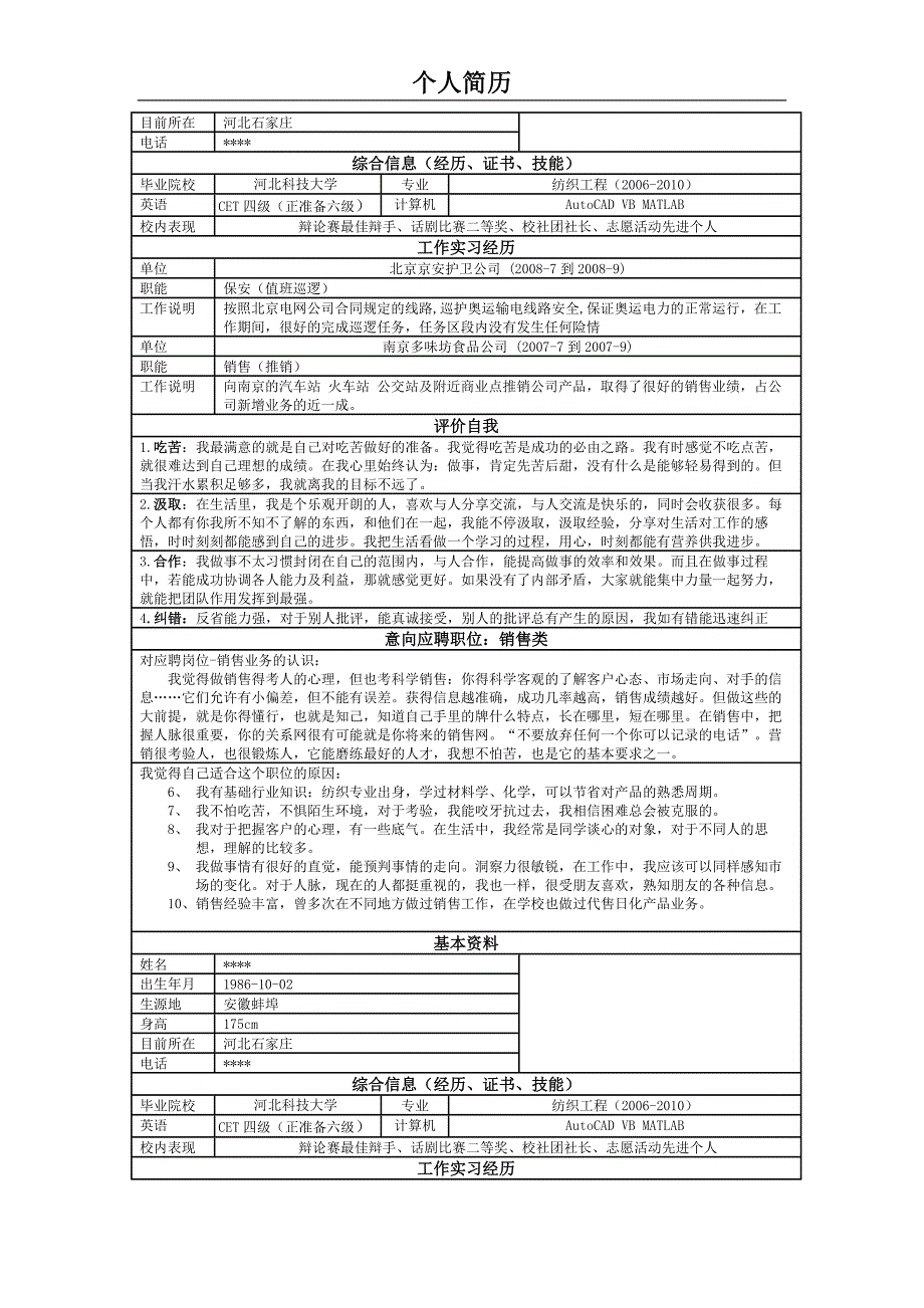 简历模板下载 (经典收藏).doc_第2页