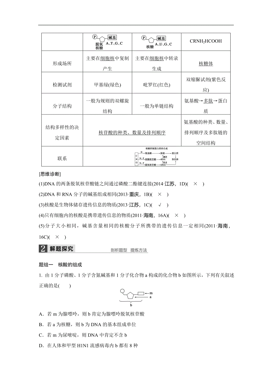 2016届《步步高》高考生物大一轮总复习 遗传信息的携带者——核酸 细胞中的糖类和脂质_第2页