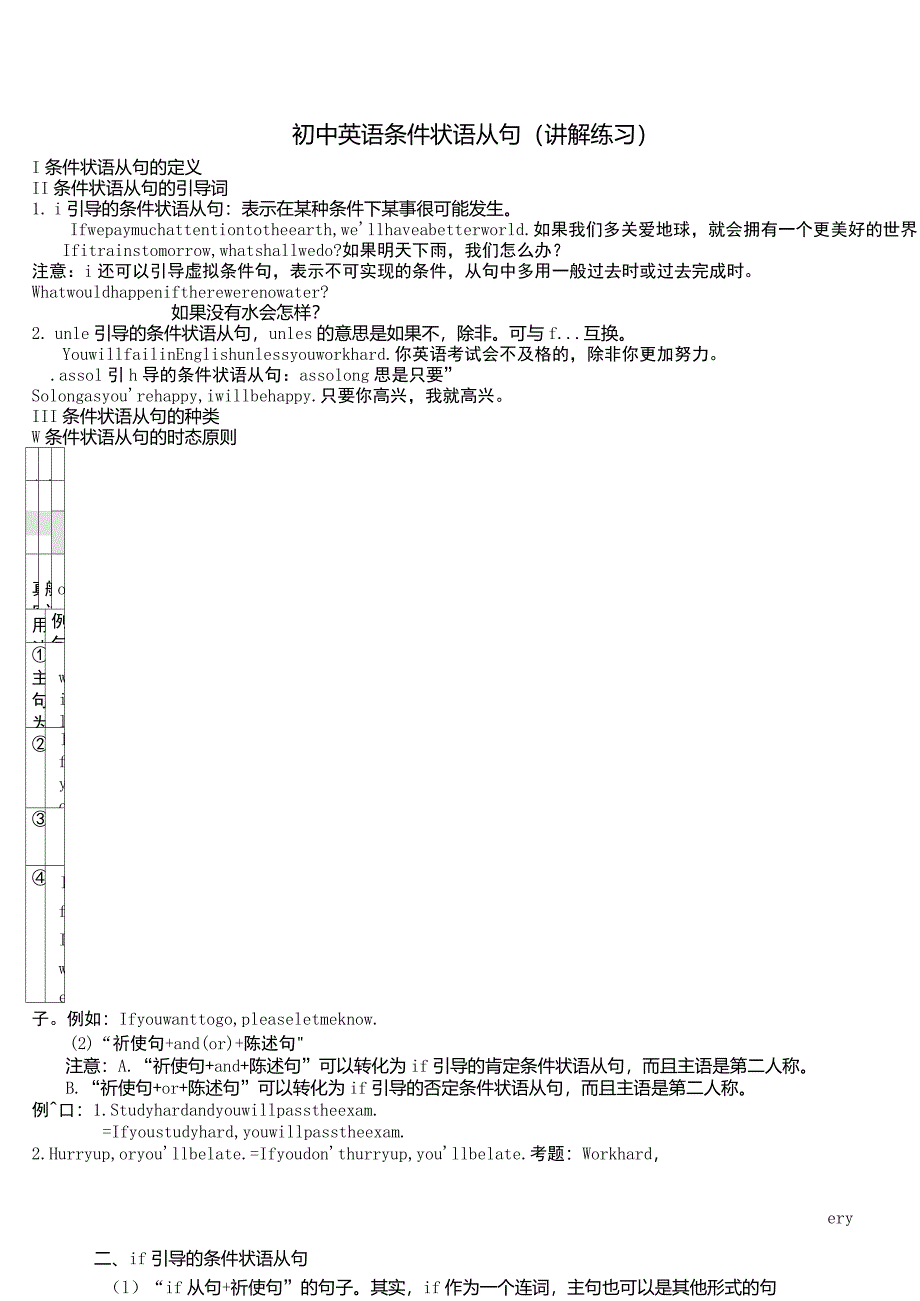 初中英语语法——If引导的条件状语从句(讲解及练习)_第1页