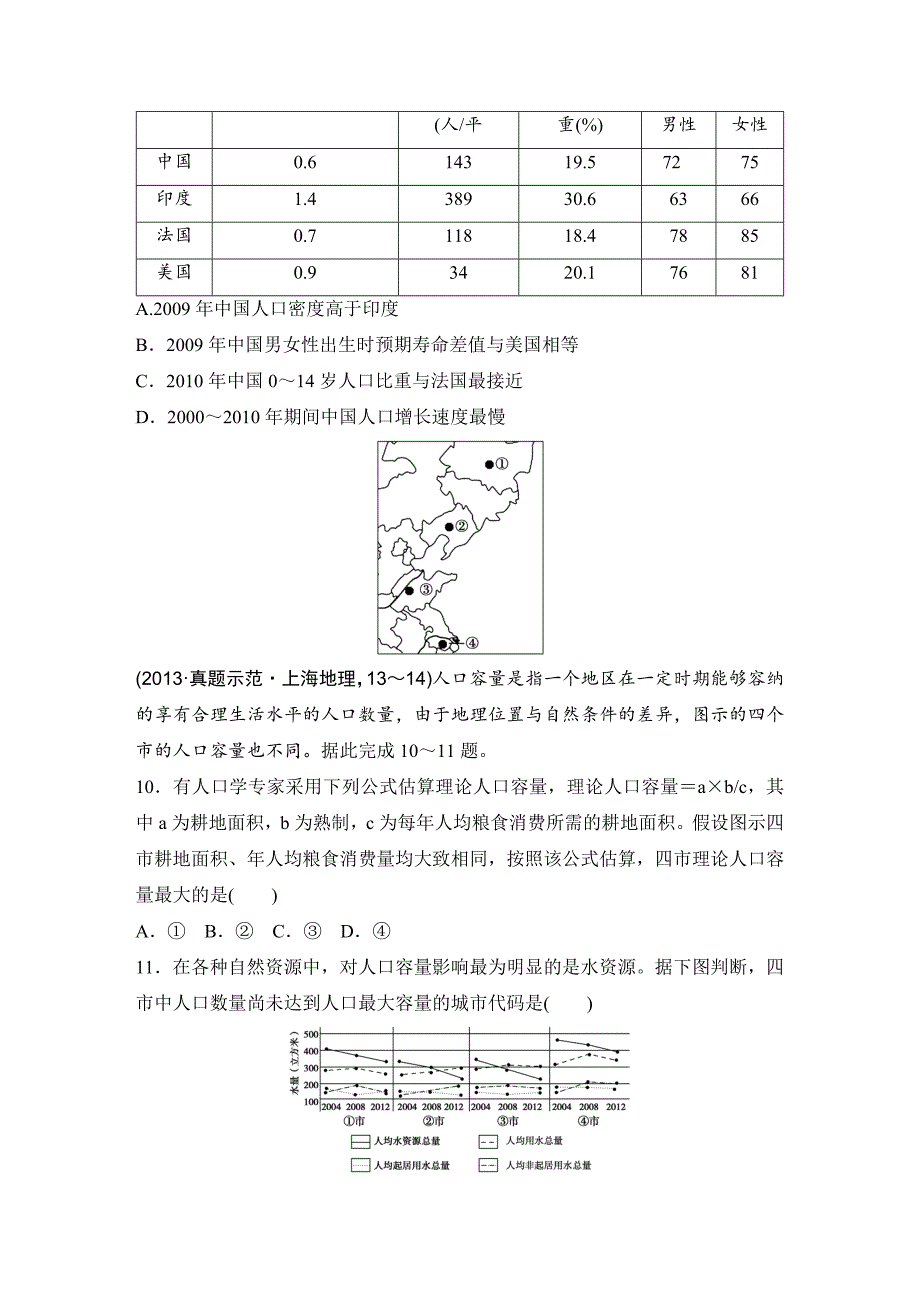 【最新】浙江省高考地理复习题：专题卷08 人口与环境高考仿真卷 Word版含答案_第4页