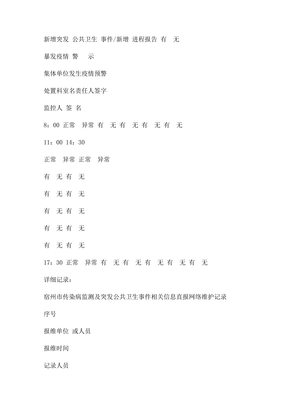 宿州市医疗单位传染病自查记录表_第3页