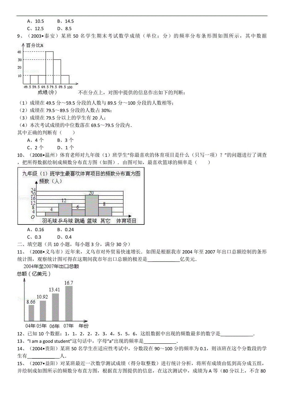 《第3章+频数及其分布》2010年单元测评.doc_第2页