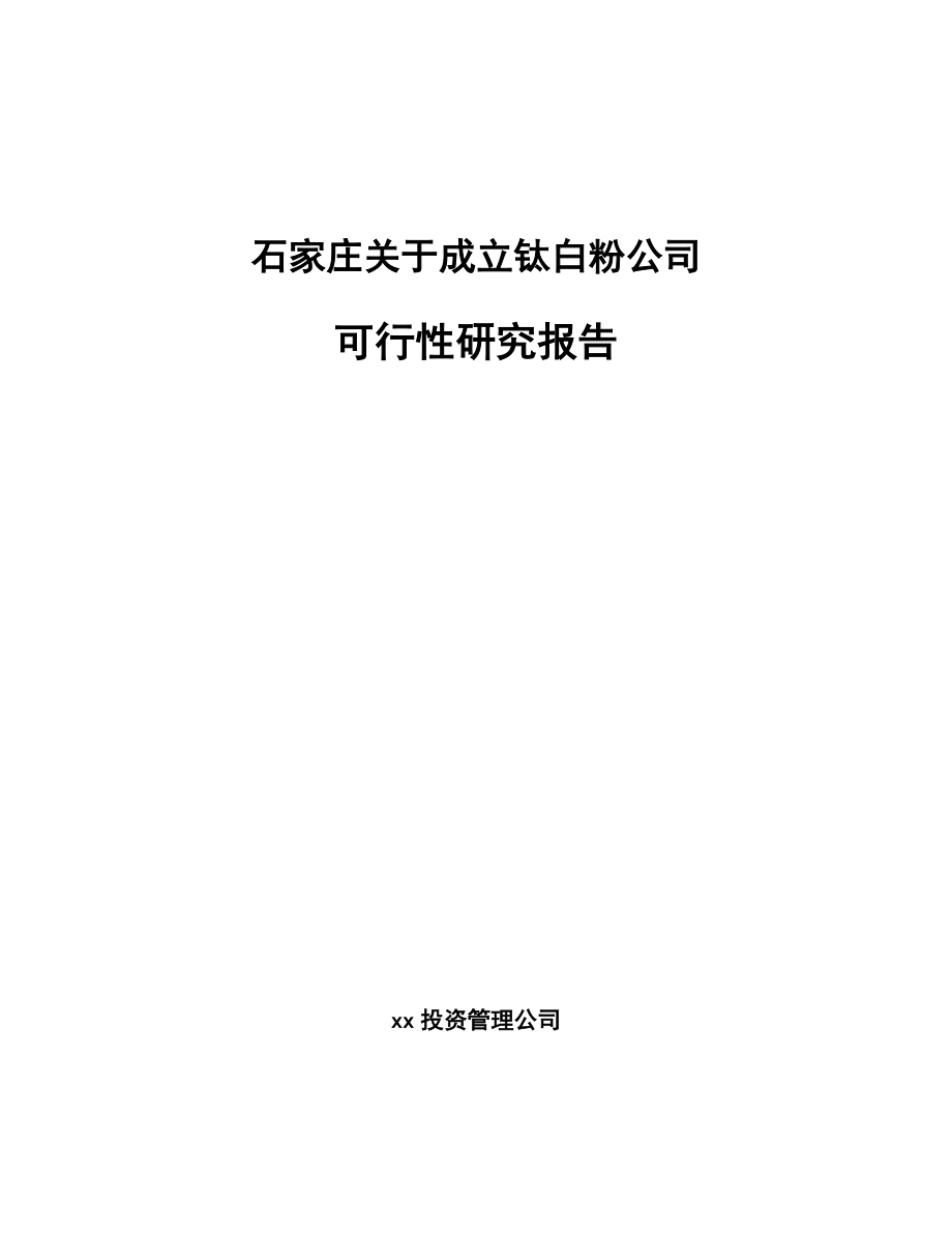 石家庄关于成立钛白粉公司可行性研究报告_第1页