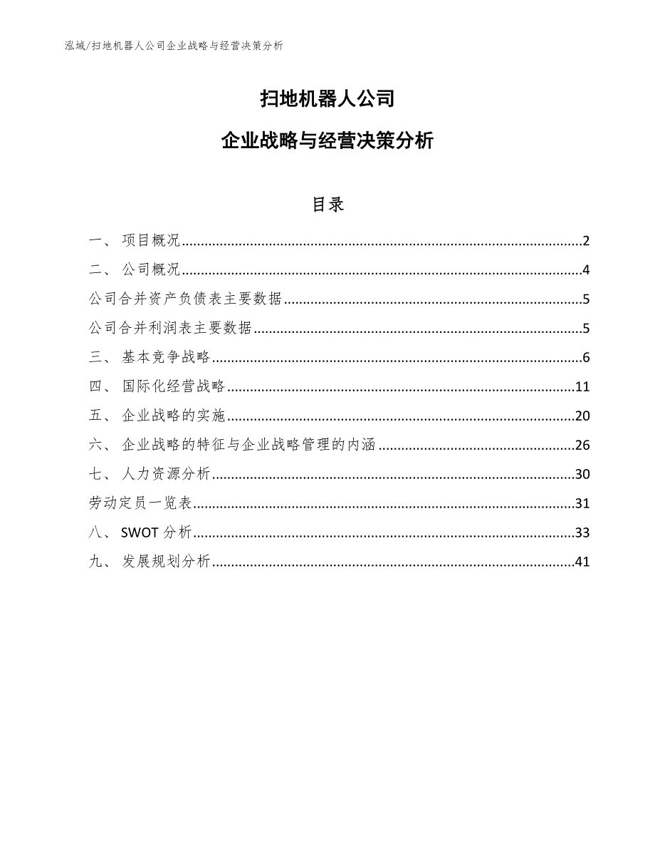 扫地机器人公司企业战略与经营决策分析_第1页