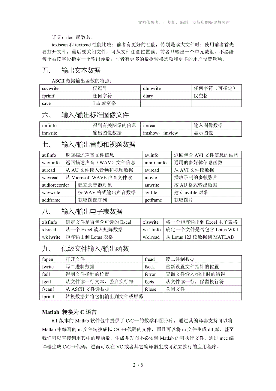 MATLAB数据输入和输出C语言转换_第2页