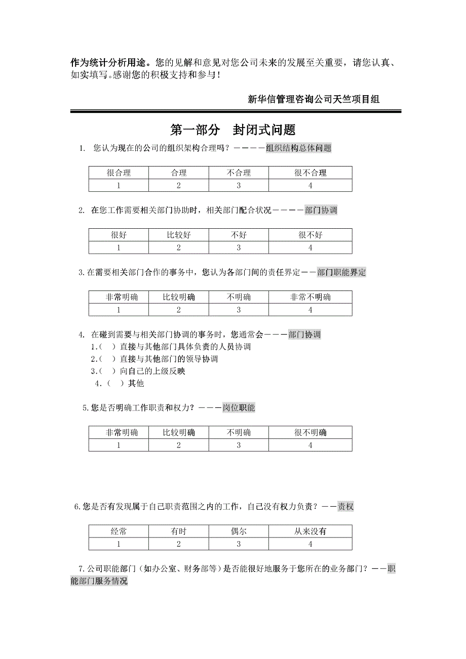 某公司管理咨询调查问卷_第2页