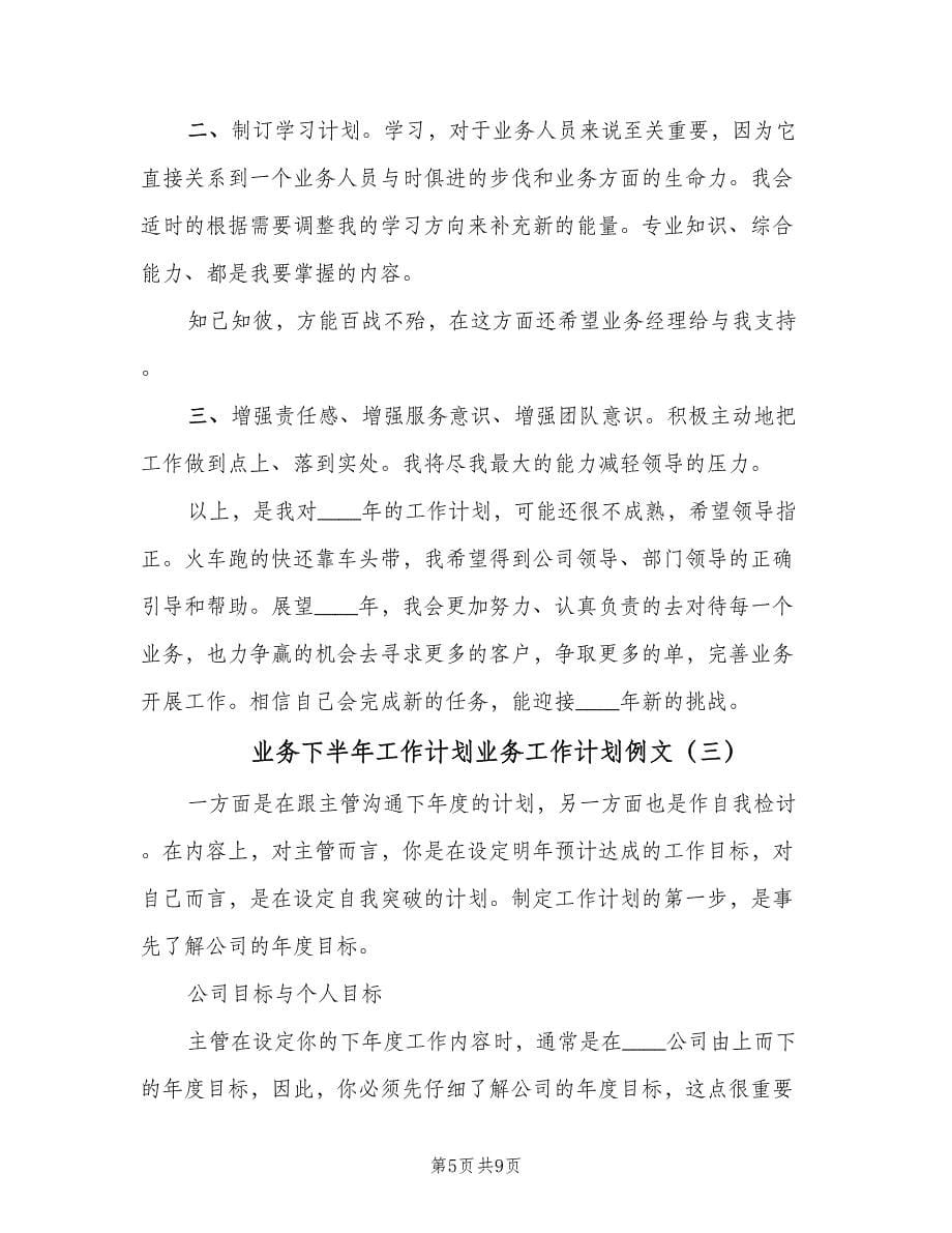 业务下半年工作计划业务工作计划例文（四篇）_第5页