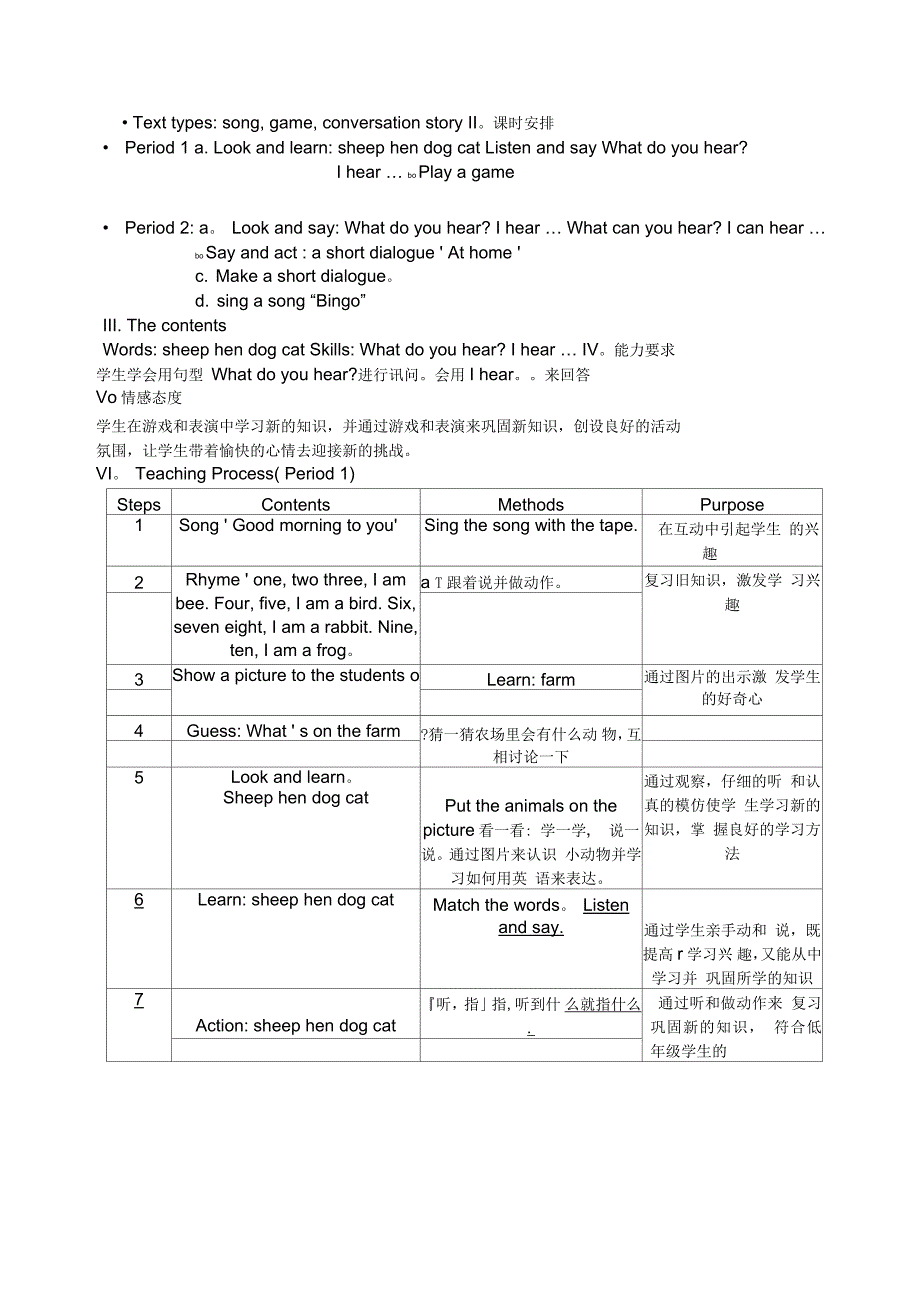 深圳牛津版小学英语一年级下(1B)教案_第4页