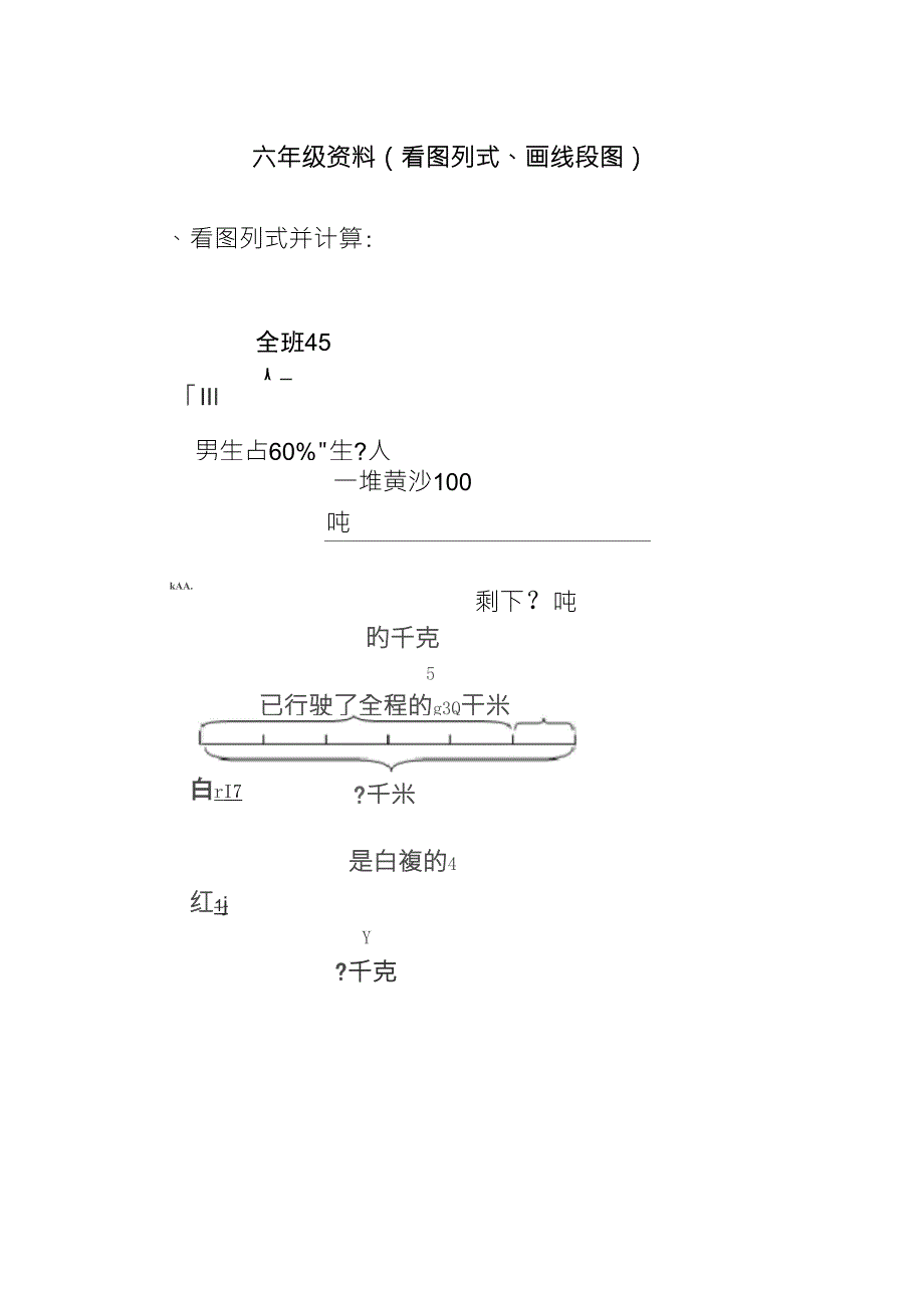 六年级资料(看图列式、画线段图)_第1页