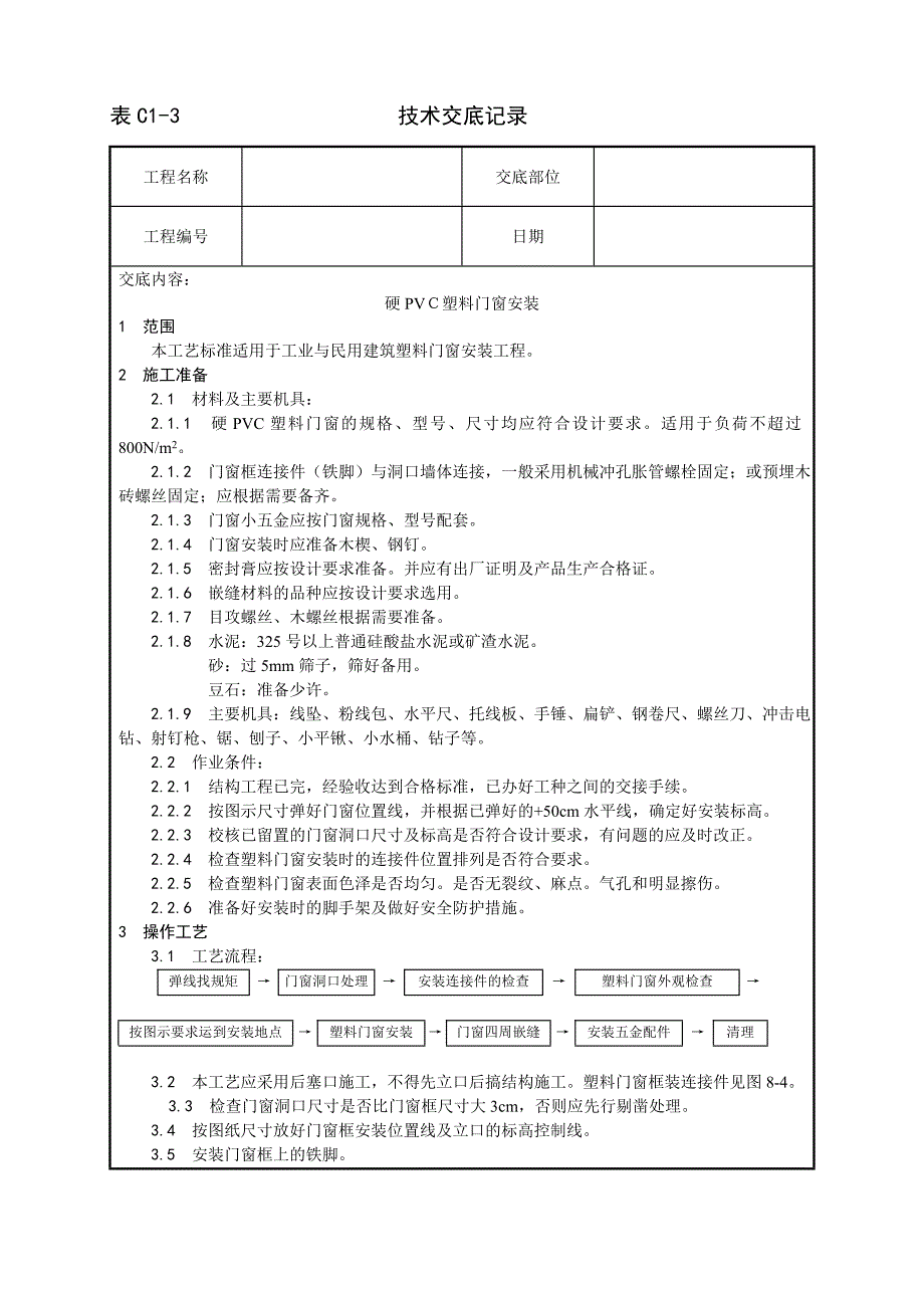 005_硬PVC塑料门窗安装工艺.doc_第1页