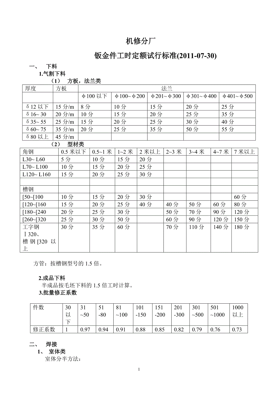 焊工工时定额标准_第1页