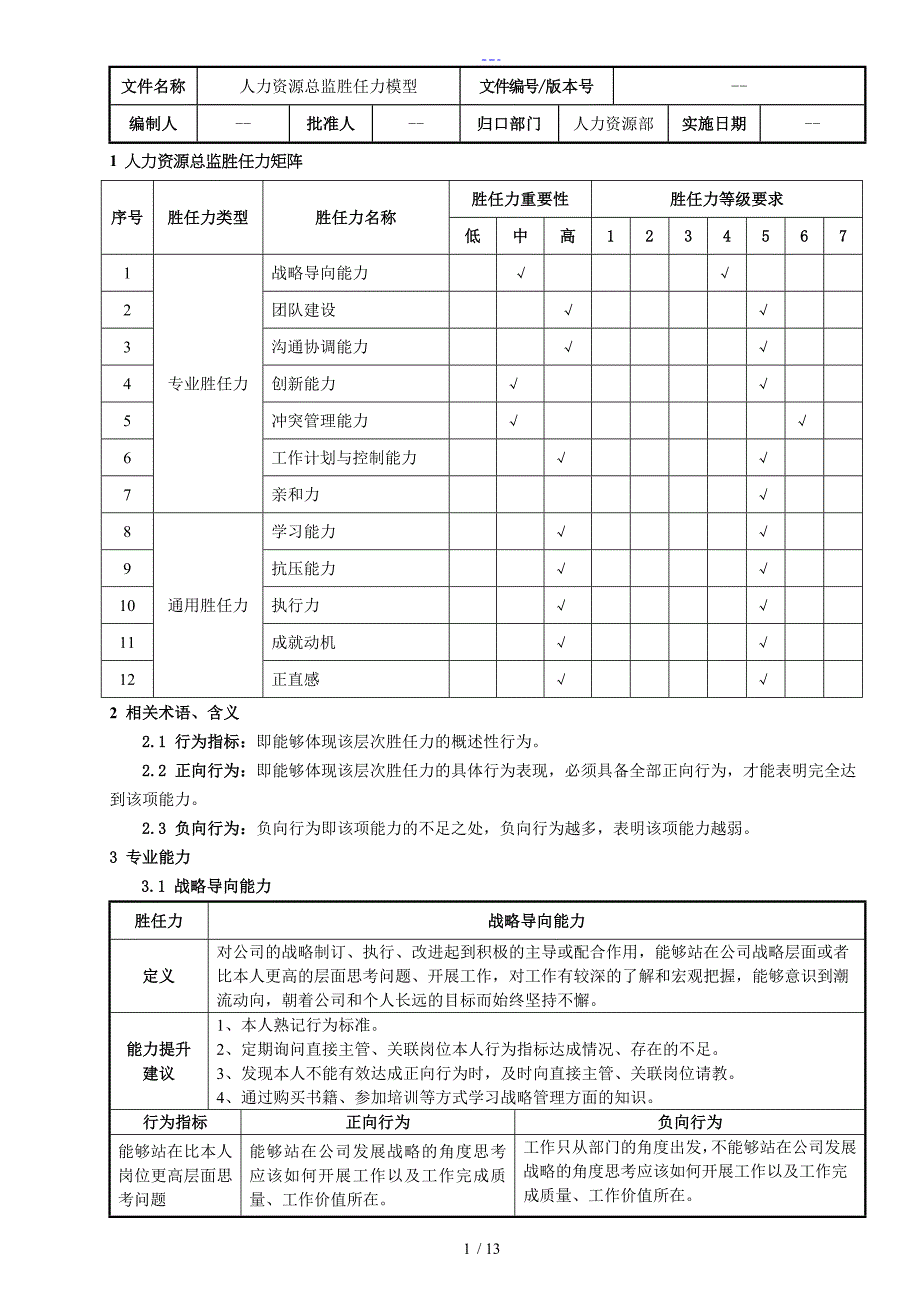 人力资源总监胜任力模型新_第1页