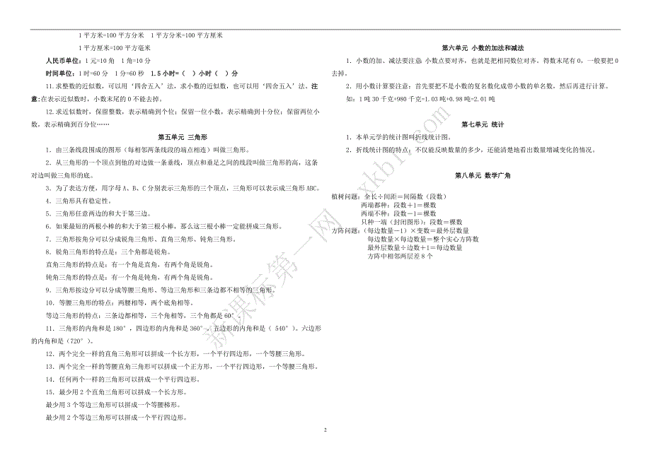 人教版小学数学四年级下册概念汇总_第2页