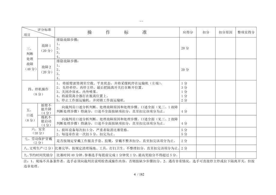 煤矿技能比武操作技能比赛规则操作技能评分细则_第4页