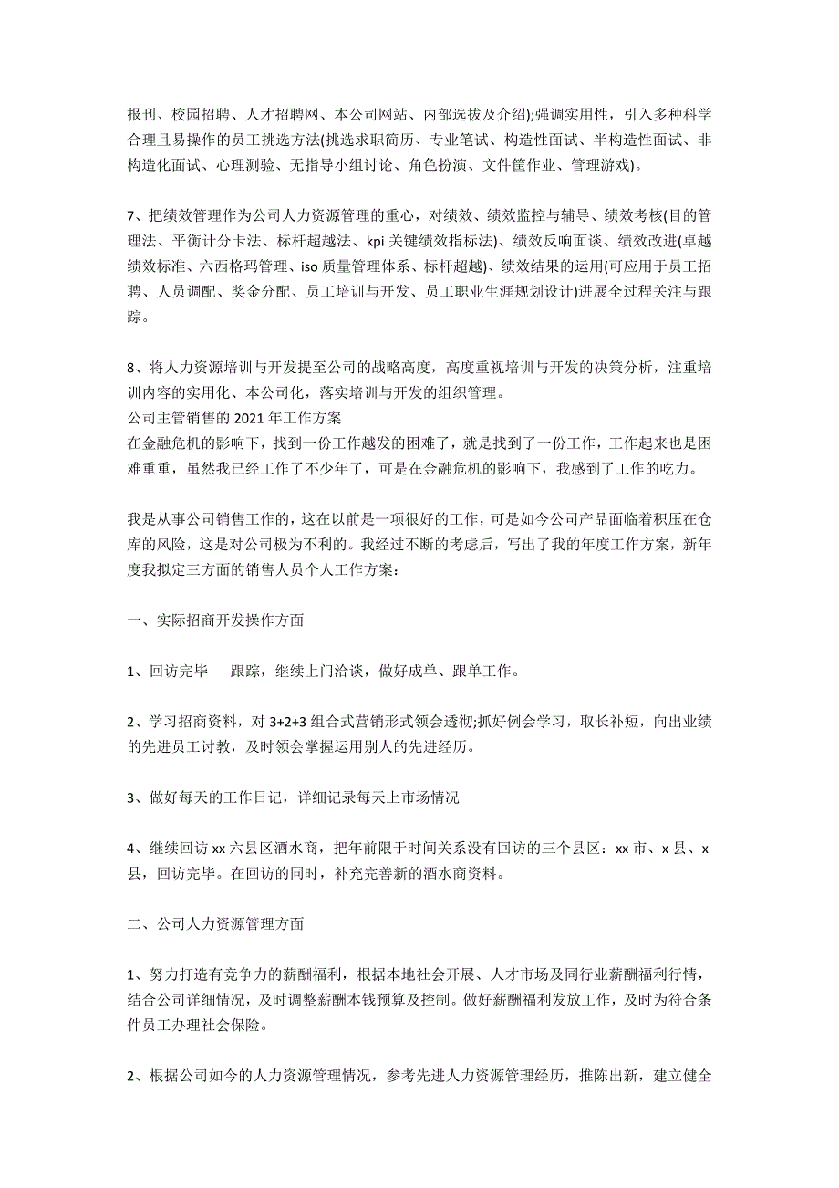 公司主管销售2021年工作计划_第4页