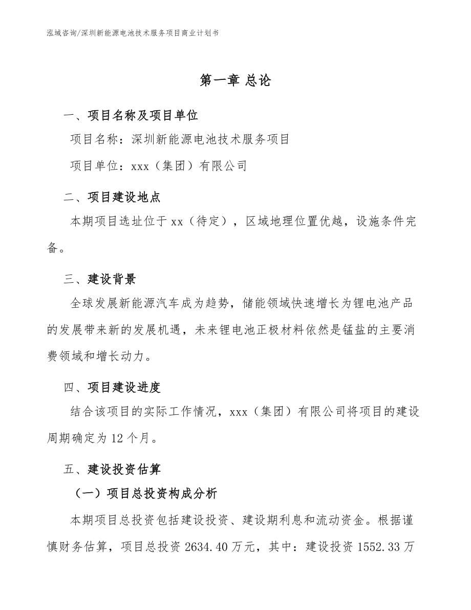 深圳新能源电池技术服务项目商业计划书_第5页