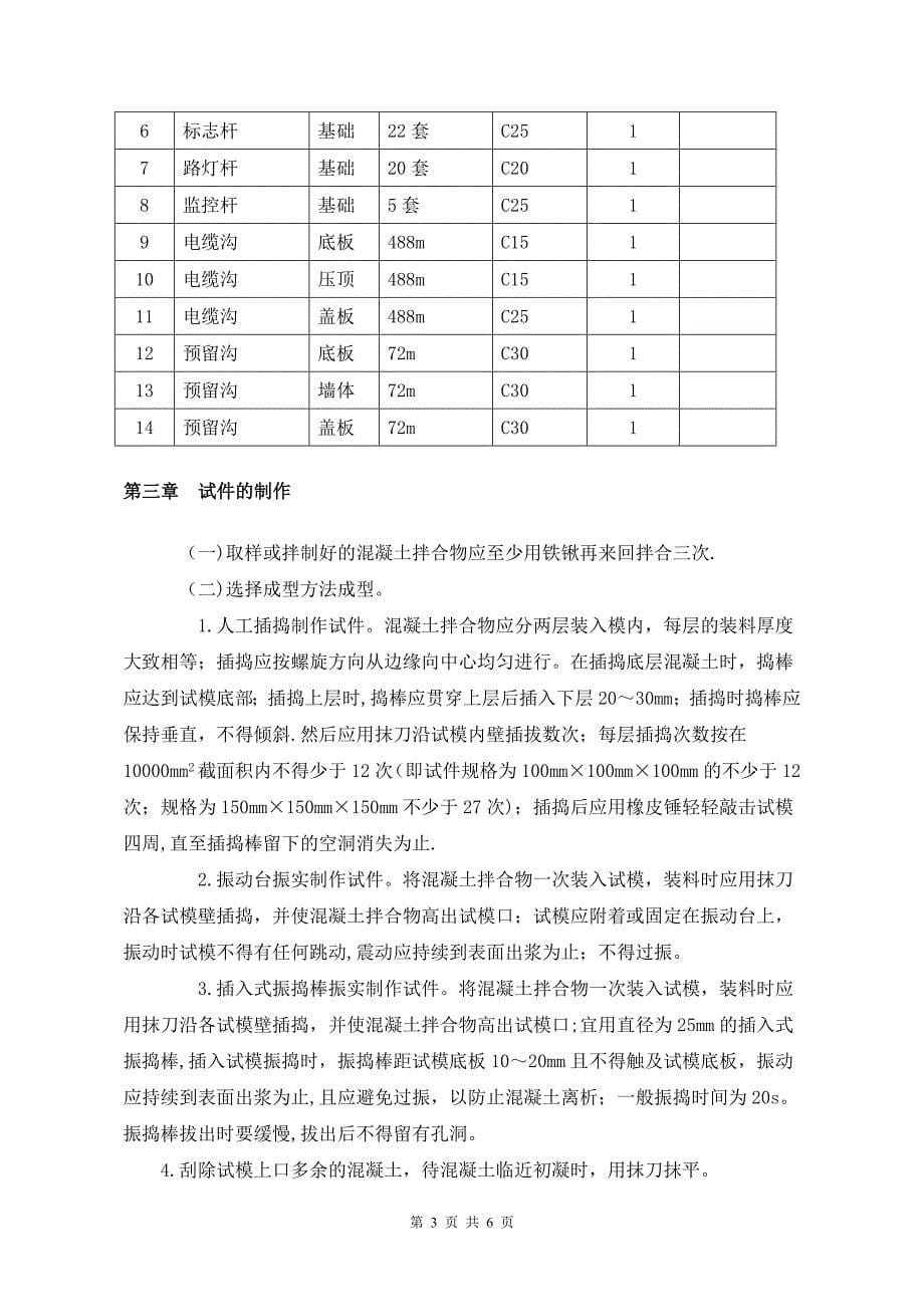 混凝土试件制作和养护方案_第5页