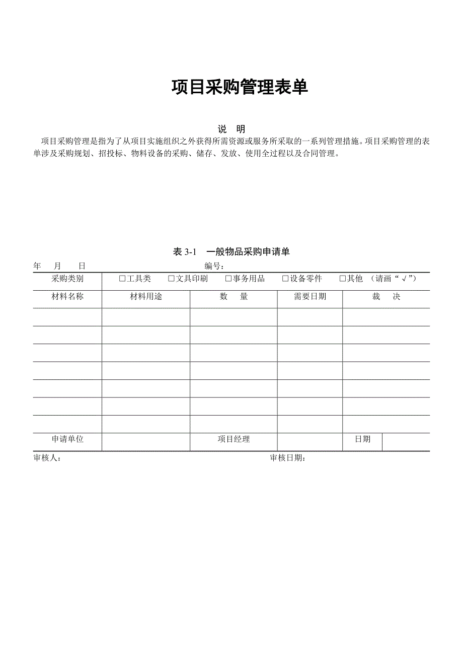 项目采购管理表单_第1页