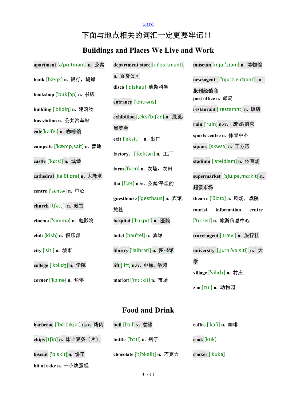 ket分类词汇表汉语(附音标)_第3页