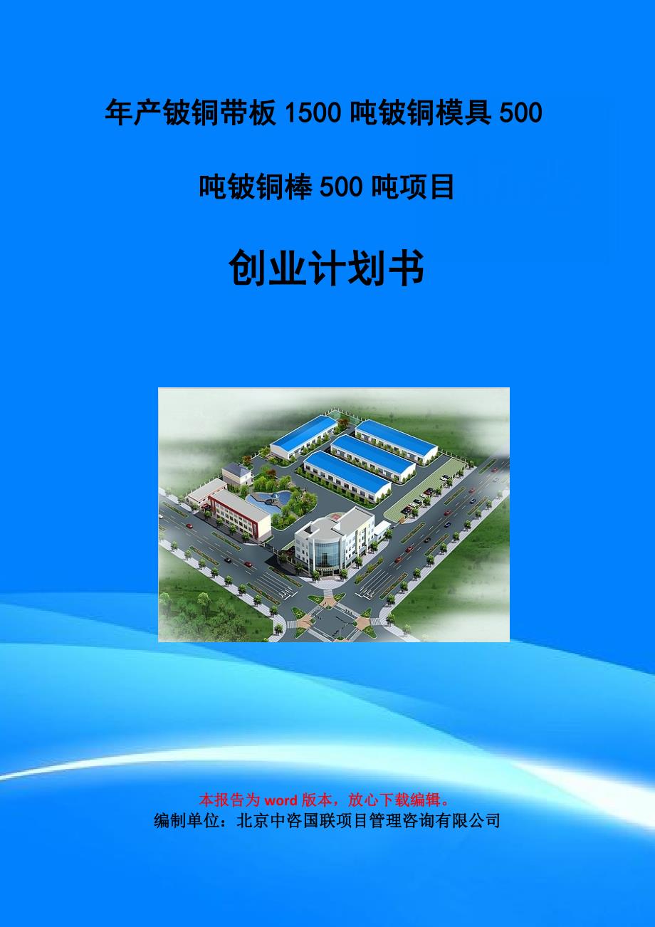 年产铍铜带板1500吨铍铜模具500吨铍铜棒500吨项目创业计划书写作模板_第1页