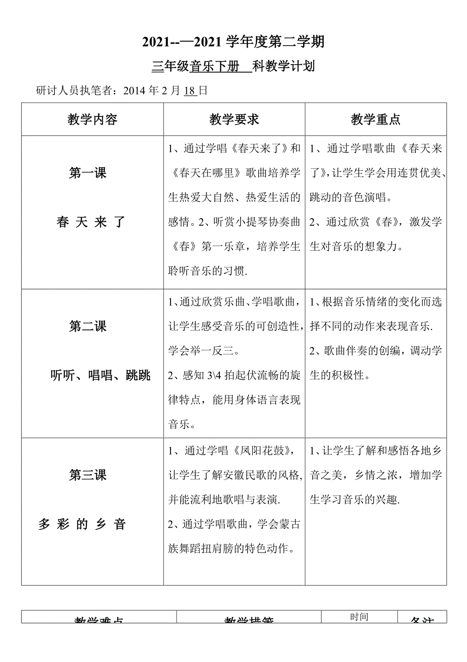 最新花城版小学五年级下册音乐教学计划_第4页