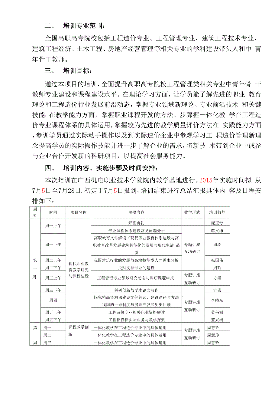 广西机电职业技术学院工程造价专业培训方案_第2页