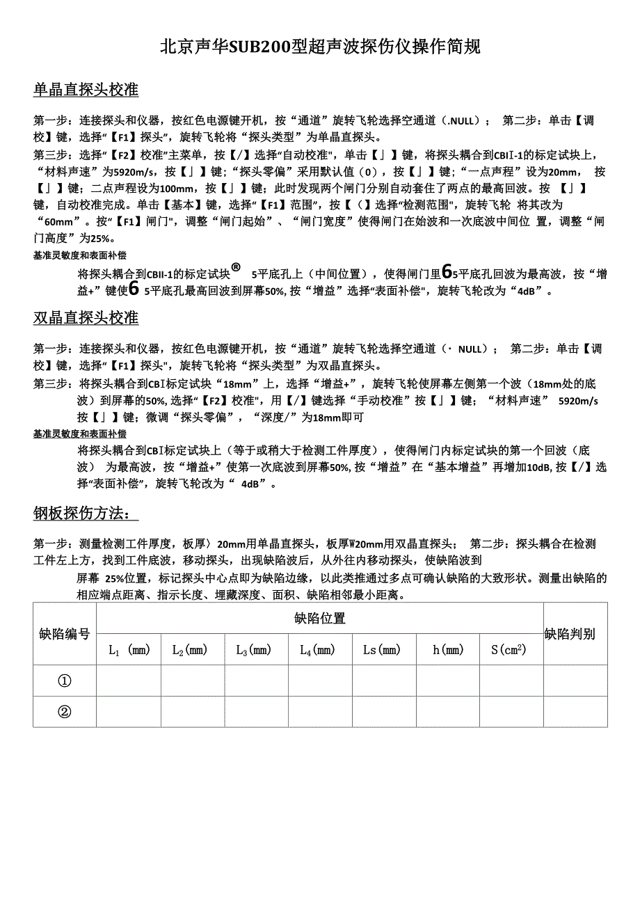 SUB200型超探操作简规_第1页