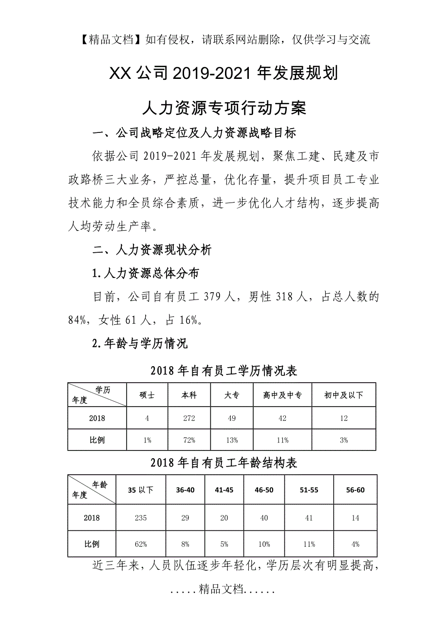 XX公司2019-2021年发展规划人力资源专项行动方案_第2页