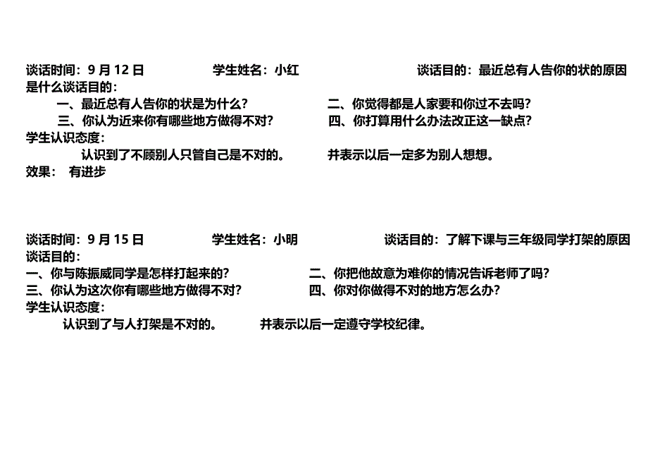 小学生心理访谈记录精选(完整版)资料_第4页